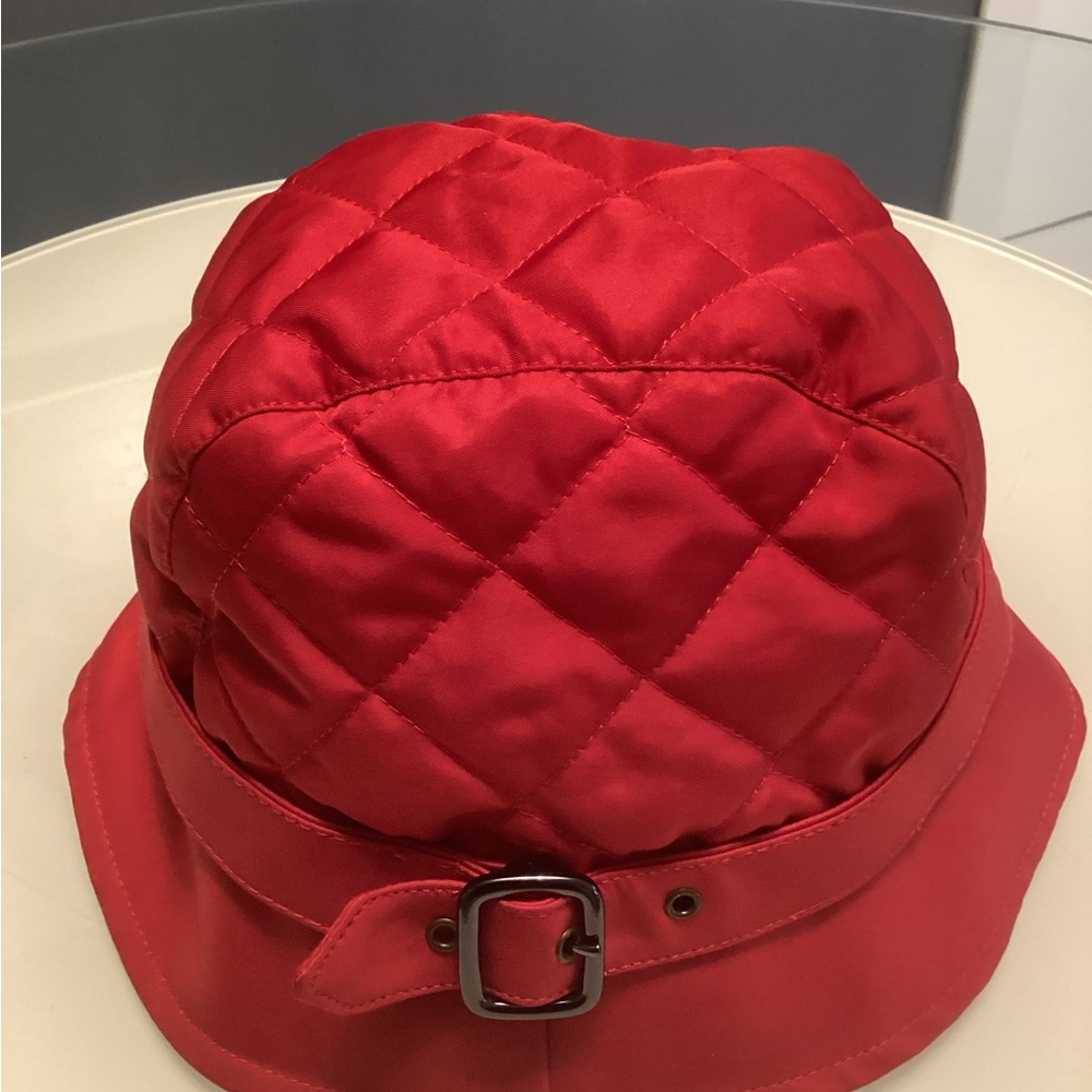 Burberry Red Quilted Technical Bucket Hat